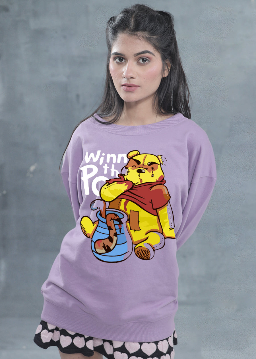 Winnie The Pooh Women Drop Shoulder Loose Fit Premium Terry Sweatshirt