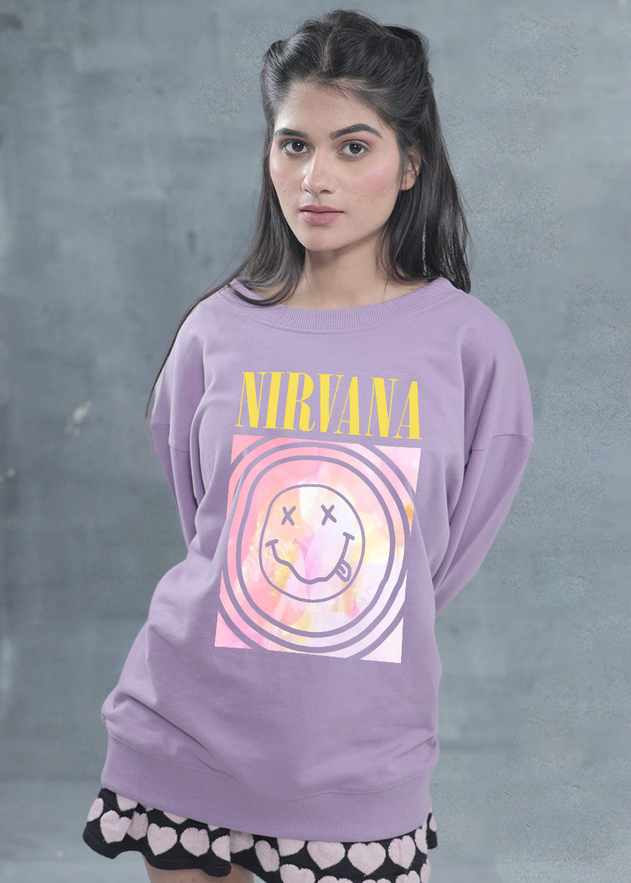 Nirvana Women Drop Shoulder Premium Terry Sweatshirt | Pronk