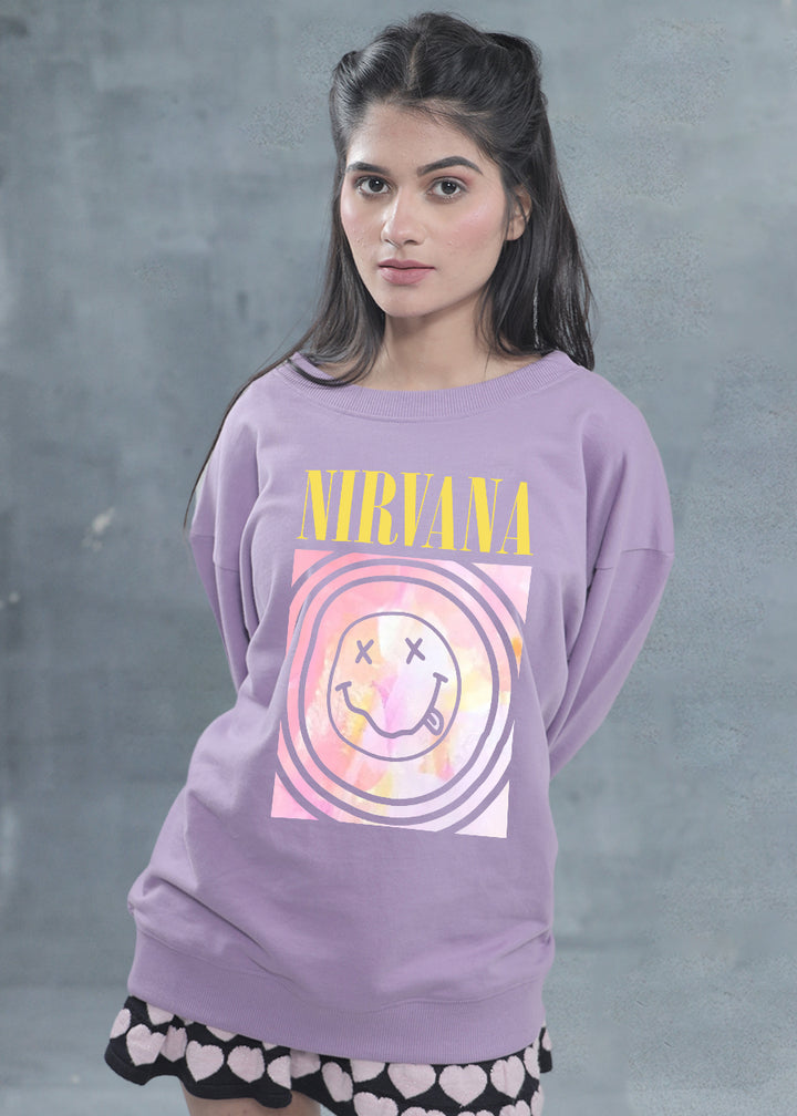 Nirvana Women Drop Shoulder Premium Terry Sweatshirt | Pronk