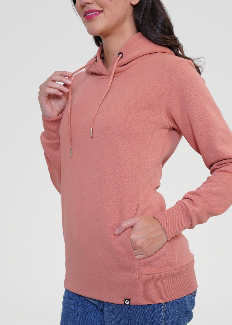 Women Fleece Hoodie Sweatshirt salmon pink colour