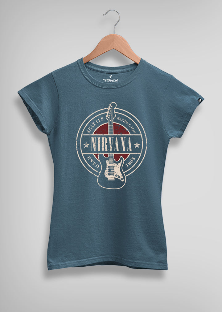 Nirvana Guitar Women Printed Half-Sleeve T-Shirt