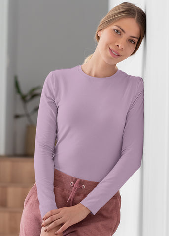 Solid Women Full Sleeve T-Shirt - Lilac