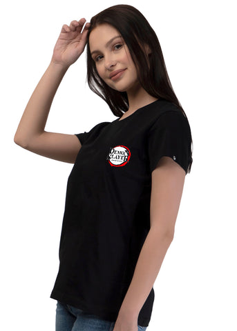 Tanjiro Women Black Printed Half-Sleeve T-Shirt