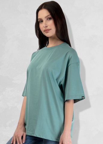 Solid Women Oversized T-Shirt - Mint Green