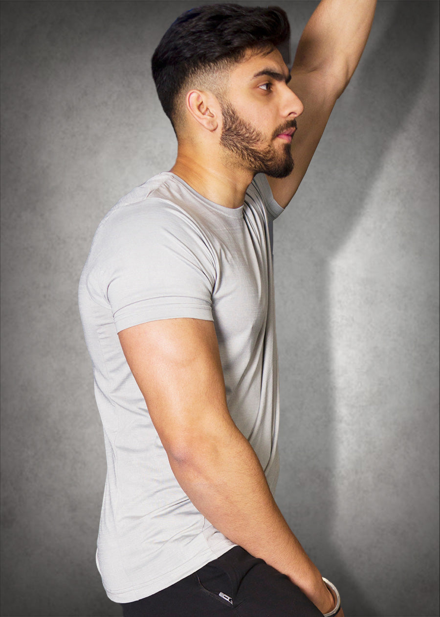 Mens Sweat in Style Round Neck Half sleeve T-shirt - Steel Grey