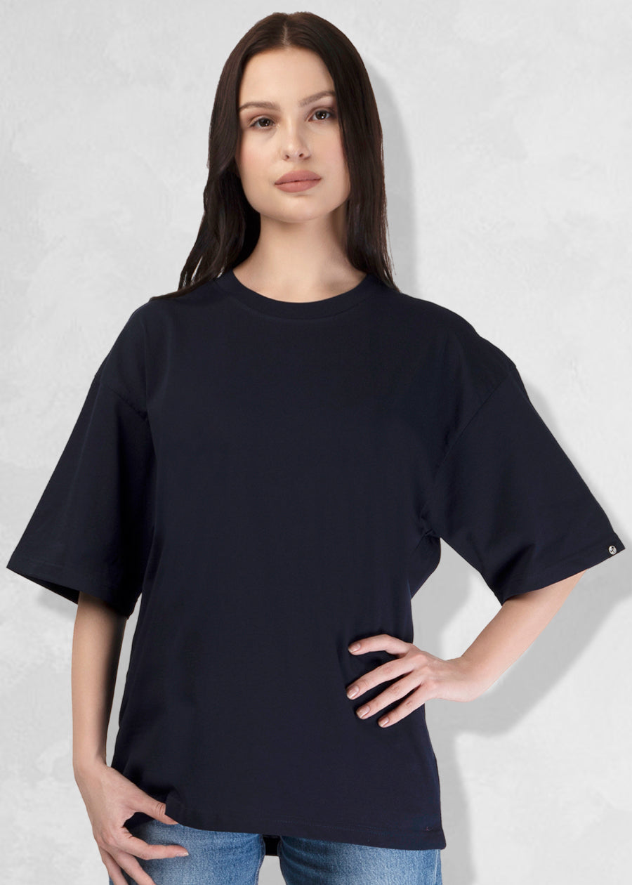 Solid Women Oversized T-Shirt - Classic Navy