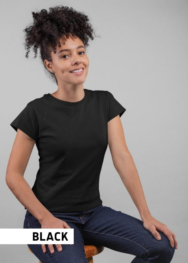Solid Half Sleeve T-Shirt Women Combo Black & White- Basics