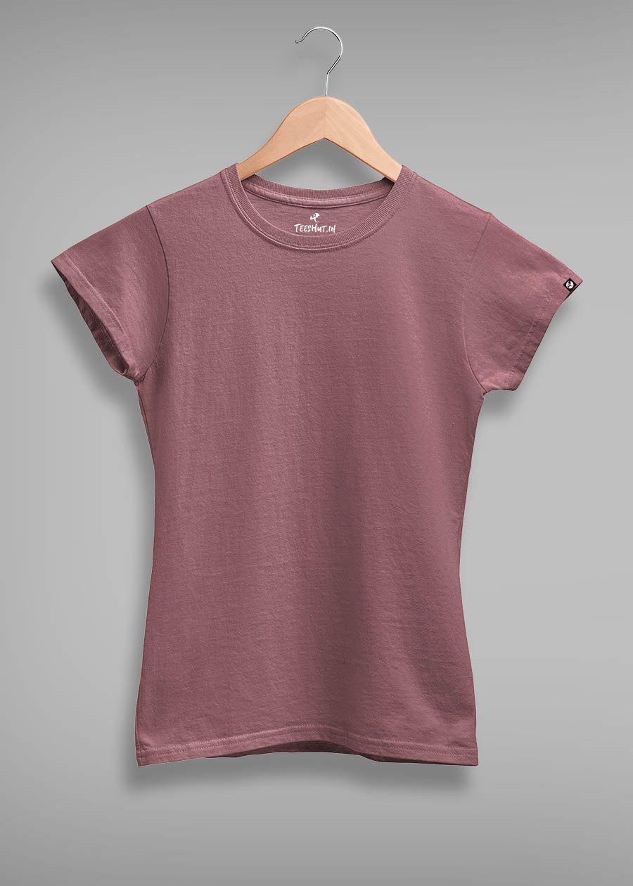 Women Solid Half Sleeve T-Shirt - Mauve Taupe