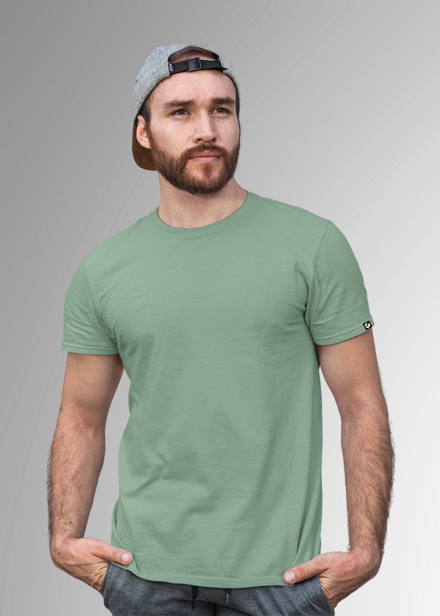 Solid Men Half Sleeve T-Shirt - Mint Green