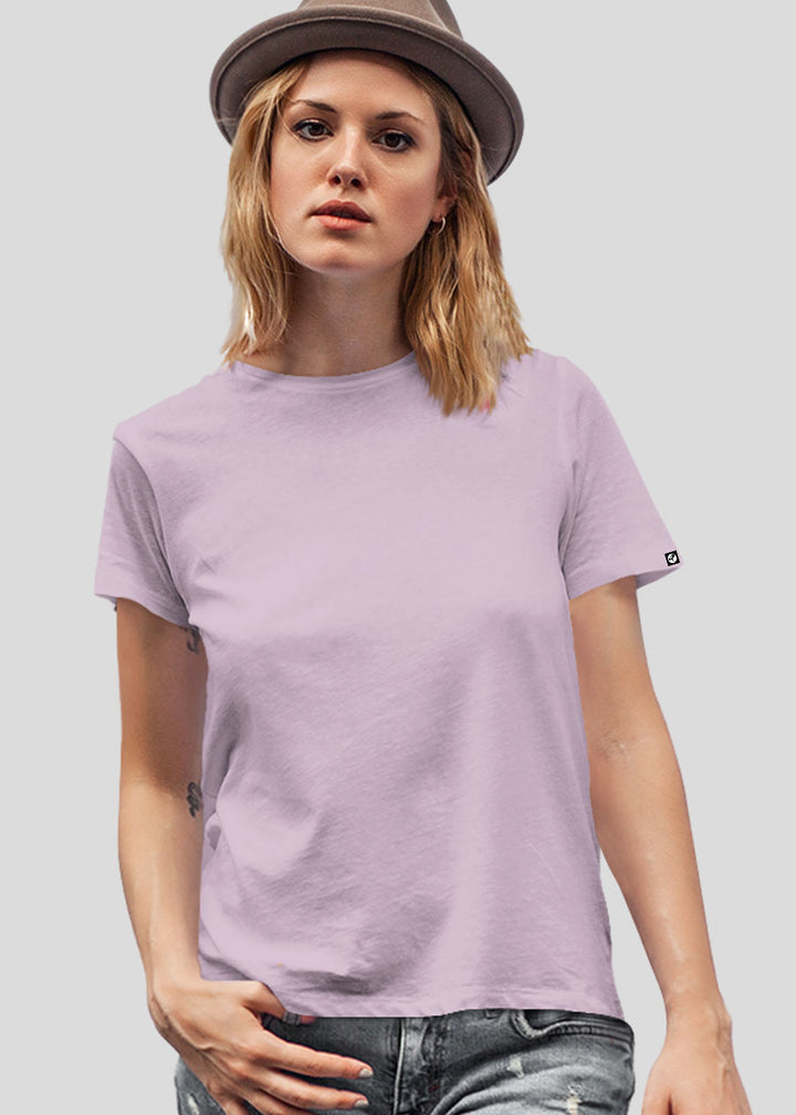 Women Solid Half Sleeve T-Shirt - Lilac