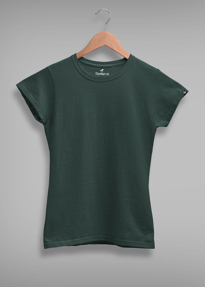 Women Solid Half Sleeve T-Shirt - Moss Green