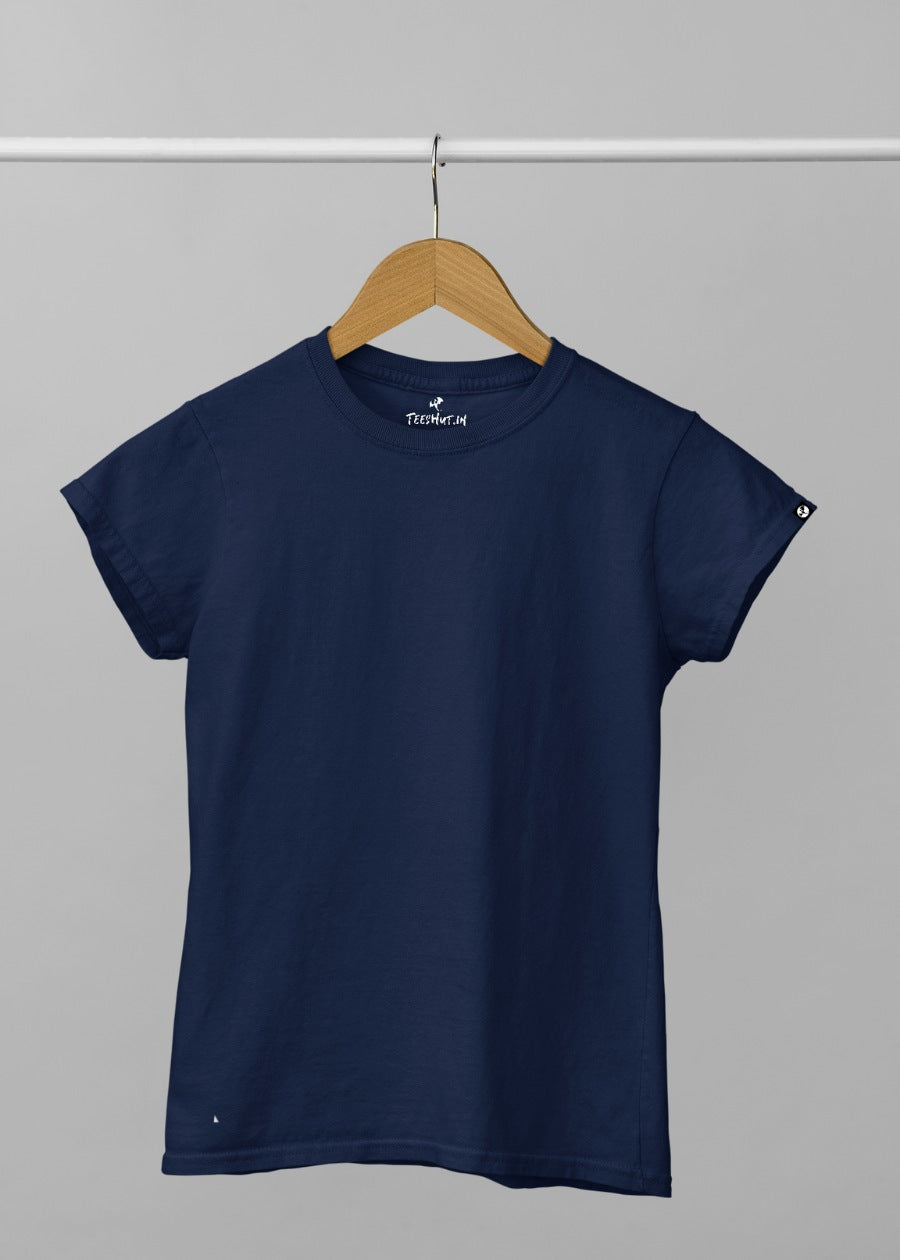 Women Solid Half Sleeve T-Shirt - Classic Navy
