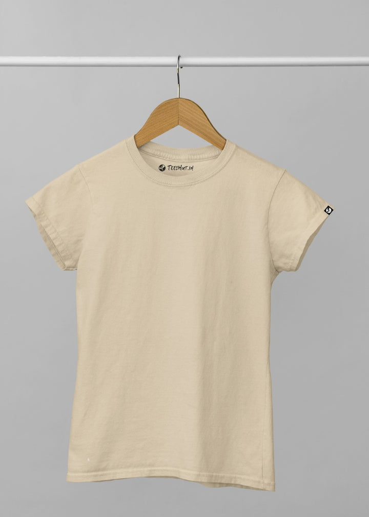 Women Solid Half Sleeve T-Shirt - Beige
