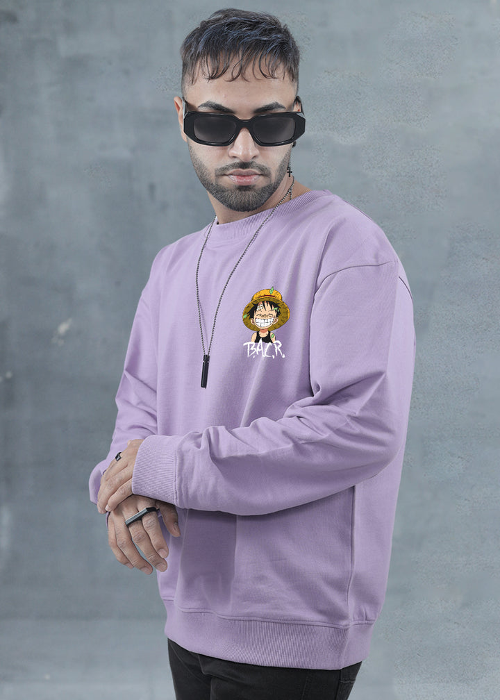Luffy One Piece Men Drop Shoulder Premium Terry Sweatshirt