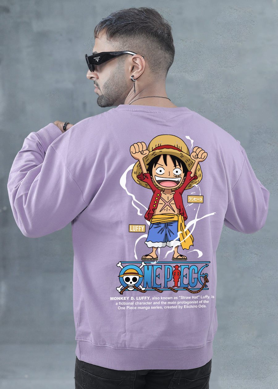 Luffy One Piece Men Drop Shoulder Premium Terry Sweatshirt