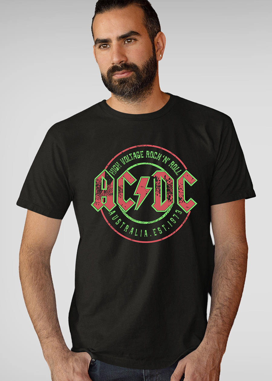 AC-DC Men Half Sleeve T-Shirt Black