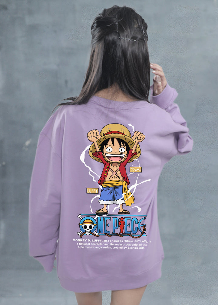 Luffy One Piece Women Drop Shoulder Loose Fit Premium Terry Sweatshirt