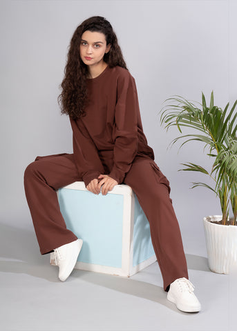 Women Premium Terry Co-ord Set - Cocoa