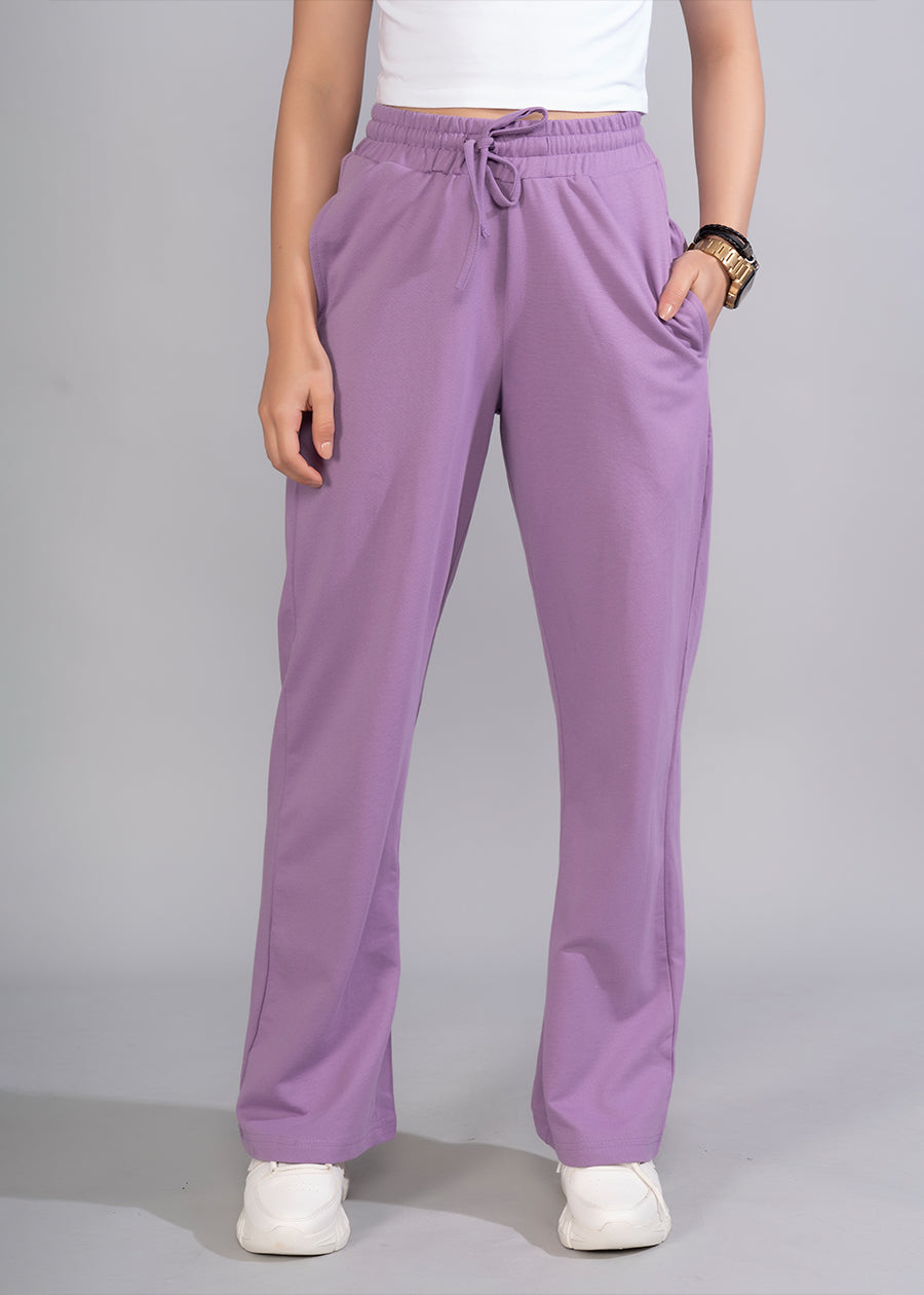 Women Premium Terry Wide Pants - Lilac