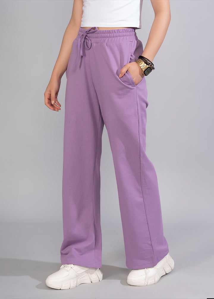 Women Premium Terry Wide Pants - Lilac