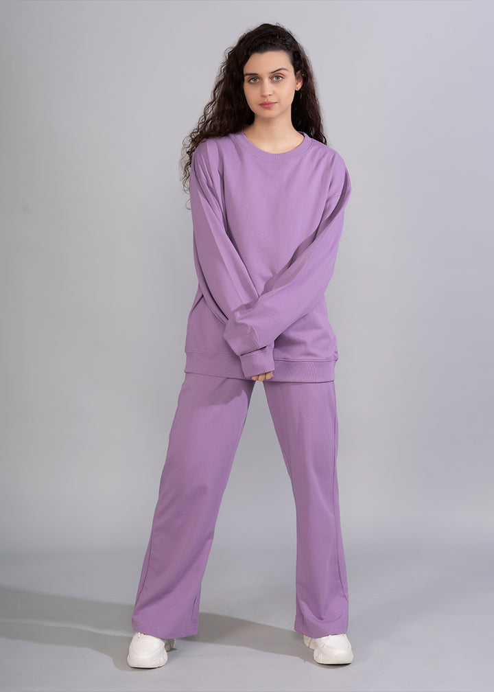 Solid Lilac Premium terry Co-Ord set For Womens | Pronk