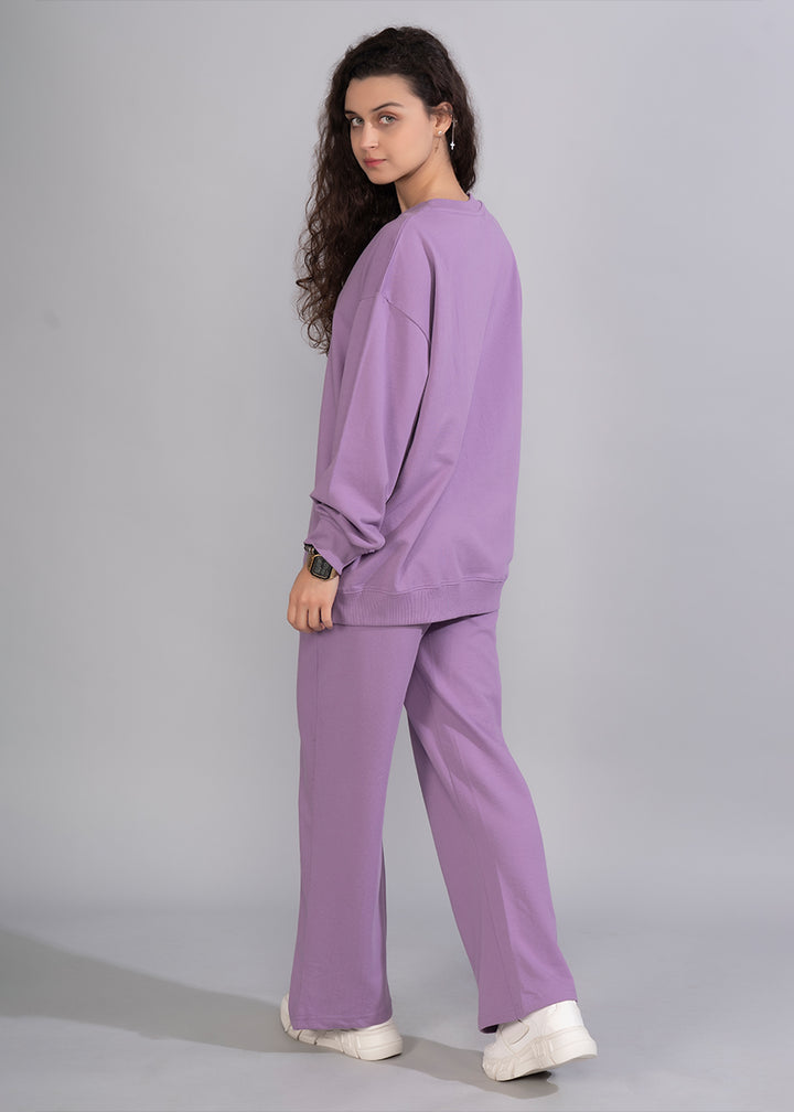 Solid Lilac Premium terry Co-Ord set For Womens | Pronk