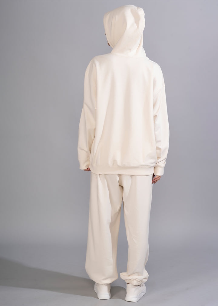 Solid Off White Premium terry Co-ord set For Womens | Pronk