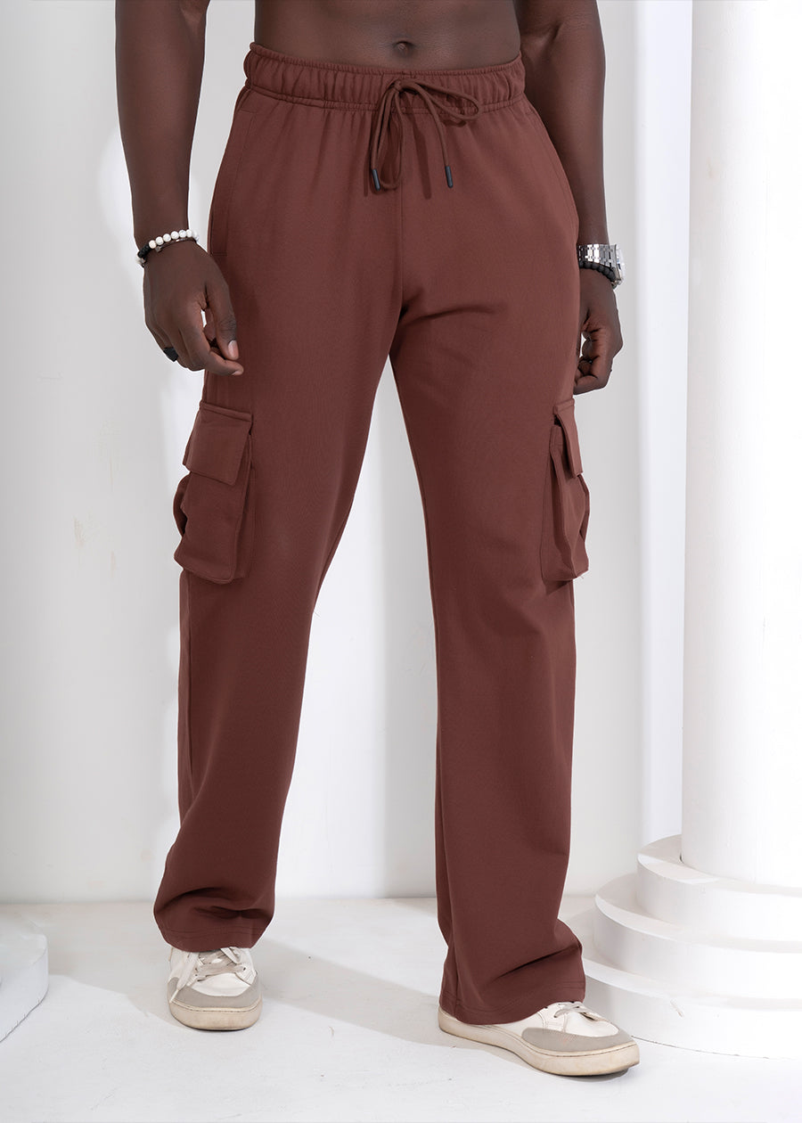 Men Premium Terry Cargo Pants - Cocoa