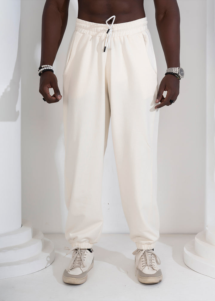 Men Premium Terry Loose Fit Joggers - Off White