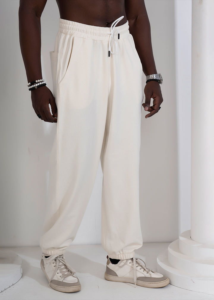 Men Premium Terry Loose Fit Joggers - Off White