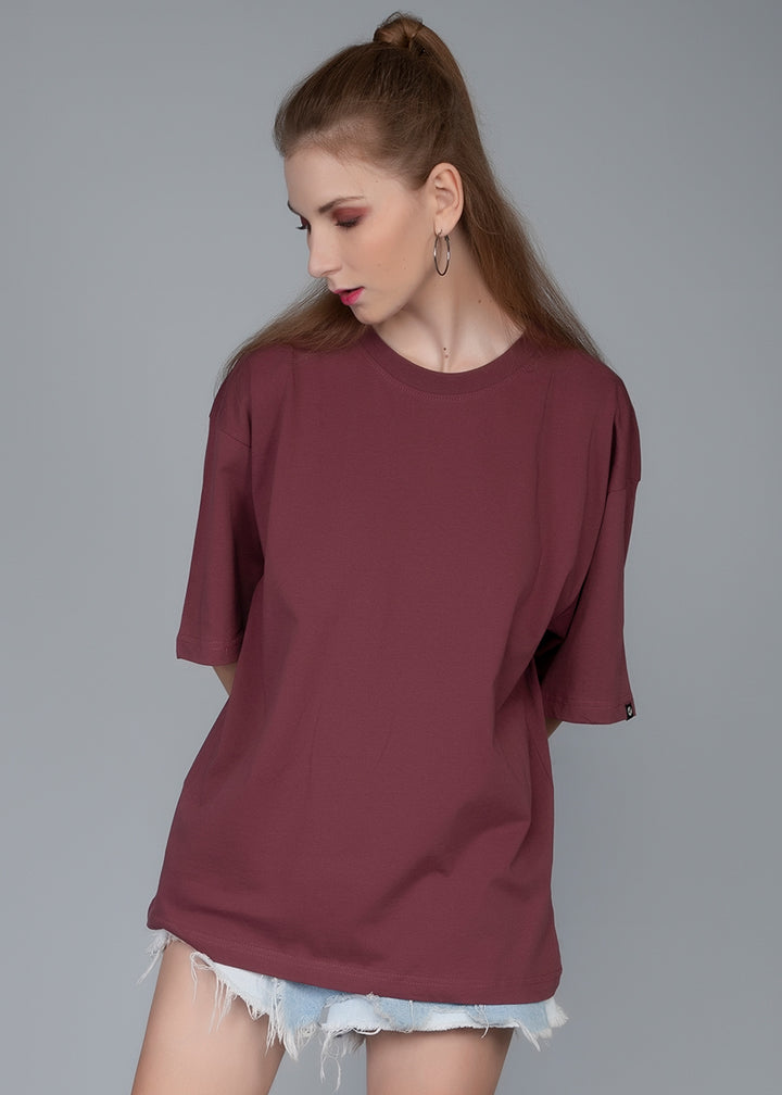 Mauve Taupe Solid Oversized T-shirt Women | Pronk