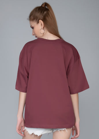 Solid Women Oversized T-Shirt - Mauve Taupe