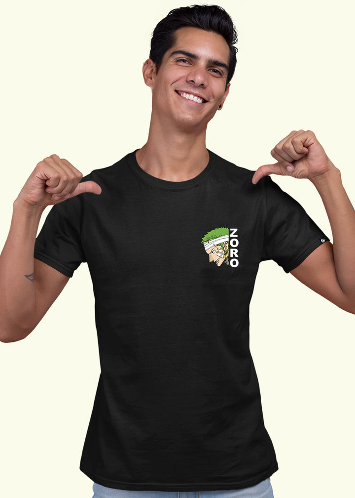 Zoro Men Regular Fit Black Half Sleeve T-Shirt
