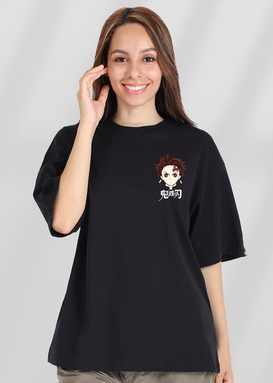 Black Printed Slayer Oversized T-shirt For Womens | Pronk