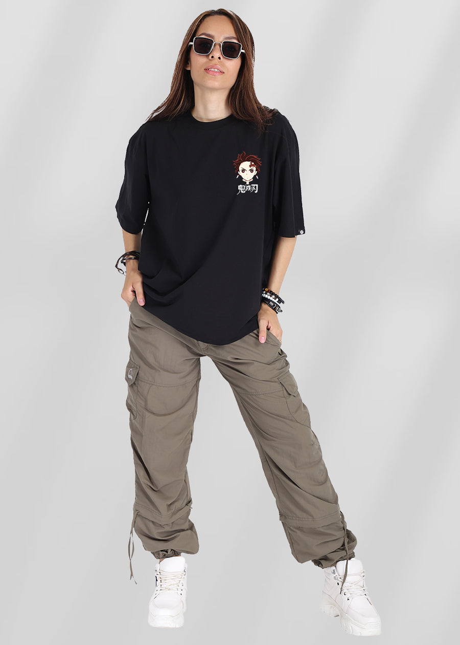 Black Printed Slayer Oversized T-shirt For Womens | Pronk