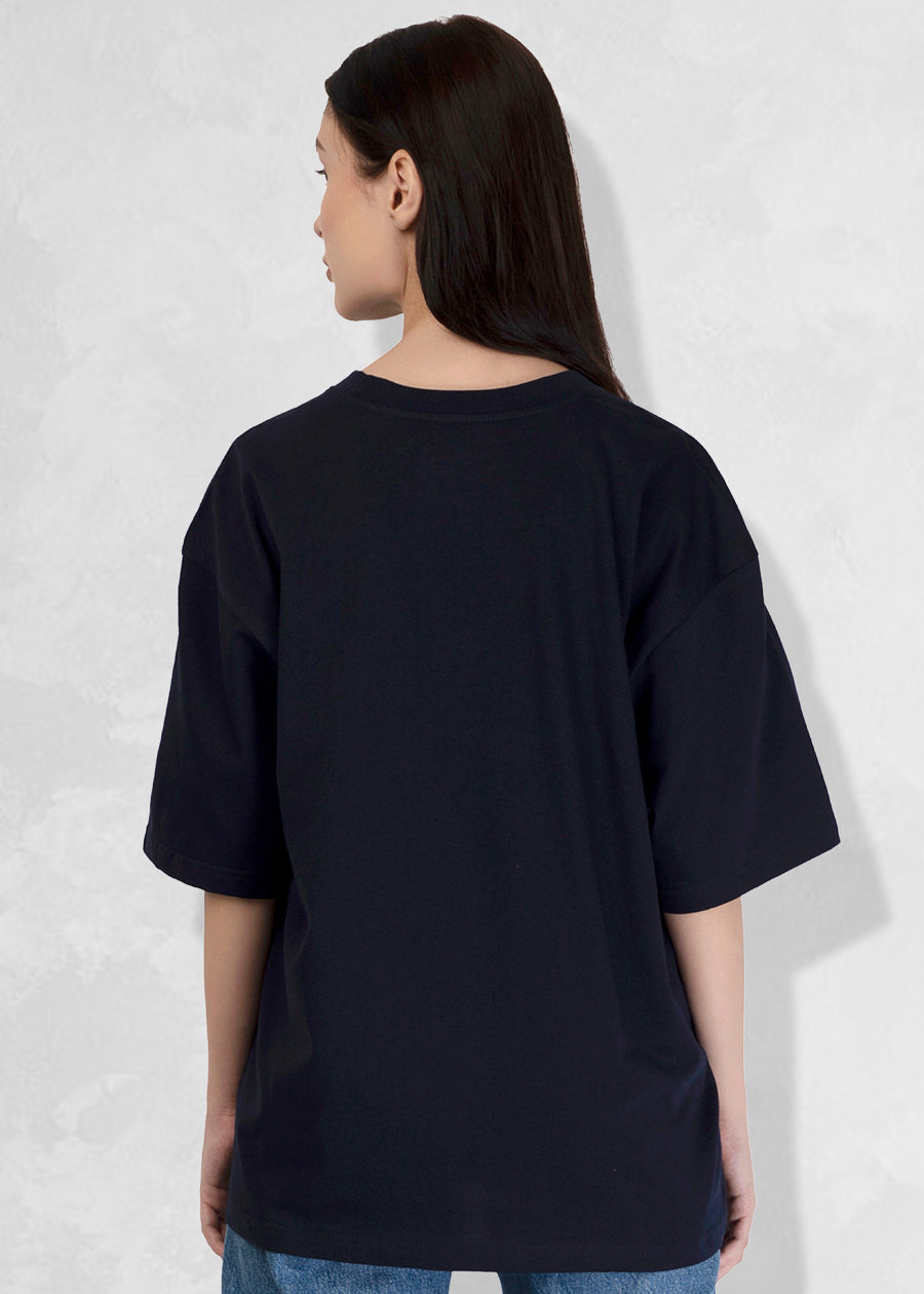 Solid Women Oversized T-Shirt - Classic Navy