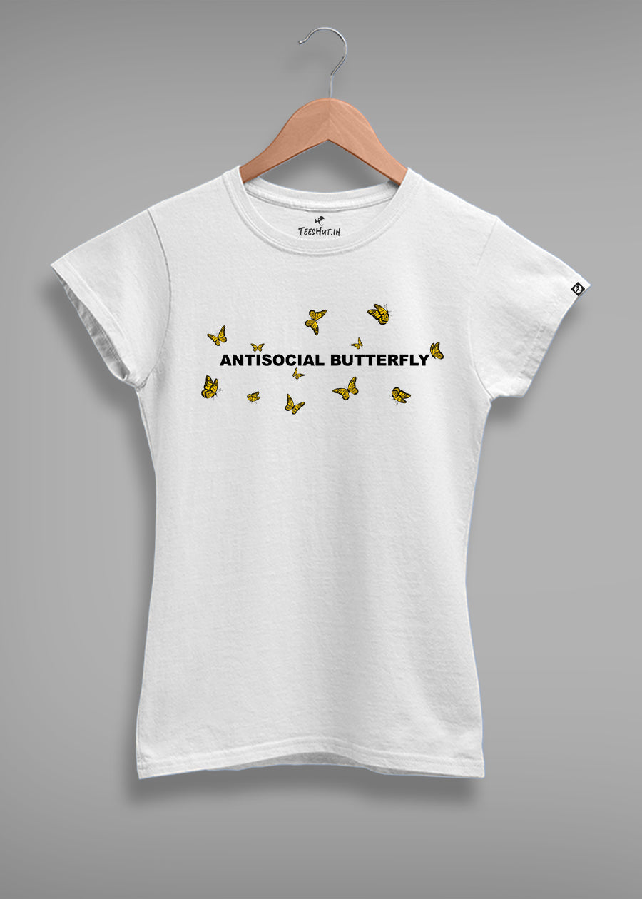 Anti-social Butterfly Women half sleeve T-shirt