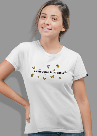 Anti-social Butterfly Women half sleeve T-shirt