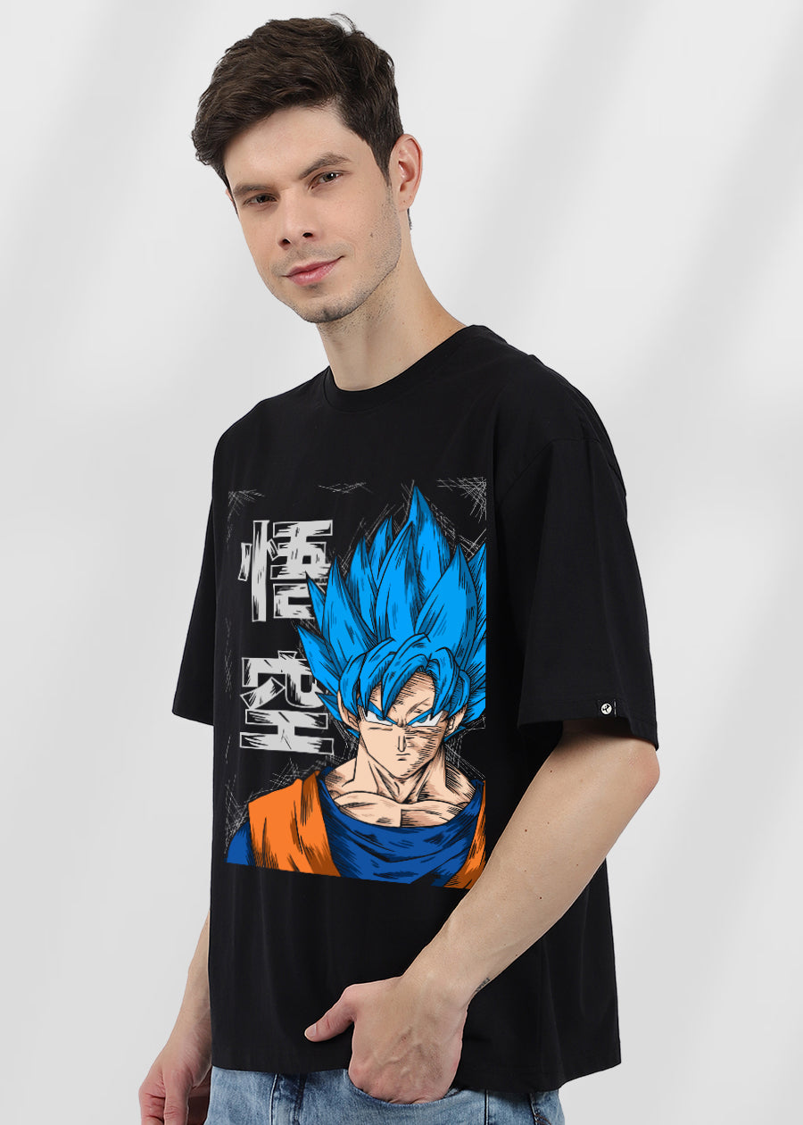 Fighter Goku Men Oversized Printed T-Shirt