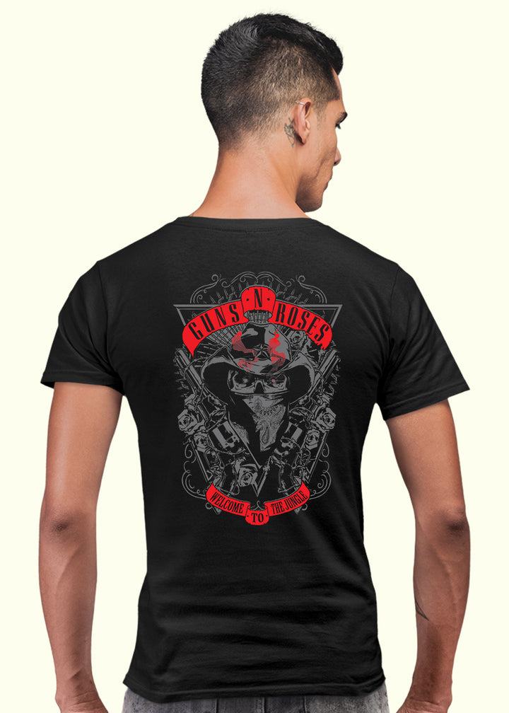 Red Pirate Guns N Roses Men Regular Fit Black Half Sleeve T-Shirt