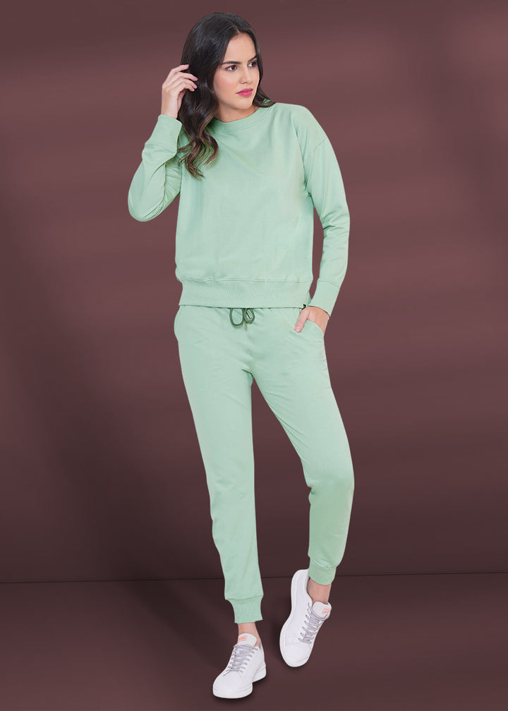 Women Solid Co-ord Set Coral Green