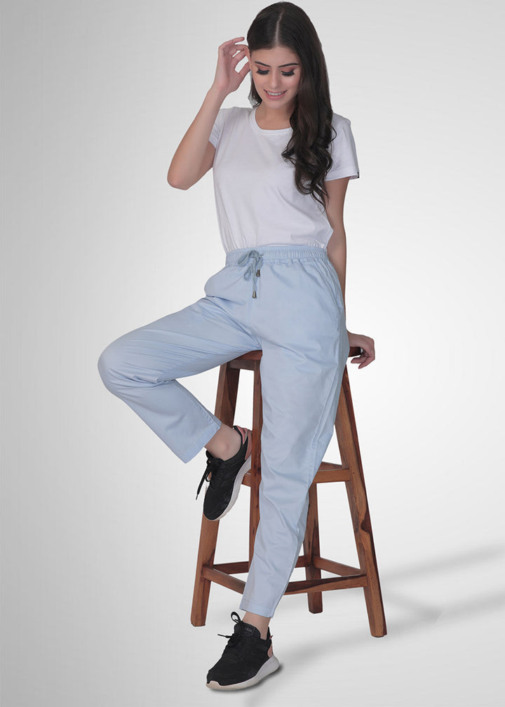 Cotton Twill Pants For Women - Sky