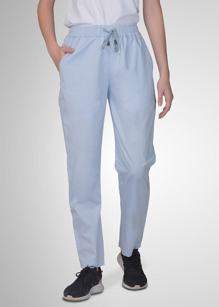Cotton Twill Pants For Women - Sky