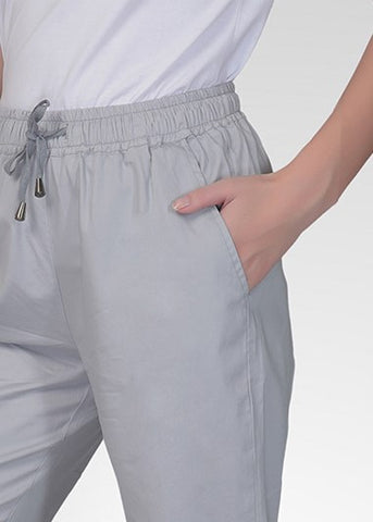 Cotton Twill Pants For Women - Ash Grey