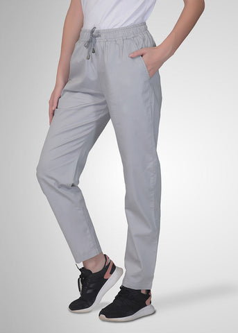 Cotton Twill Pants For Women - Ash Grey