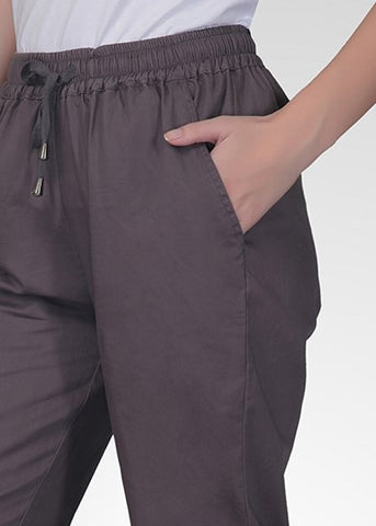 Cotton Twill Pants For Women - Vampire Grey