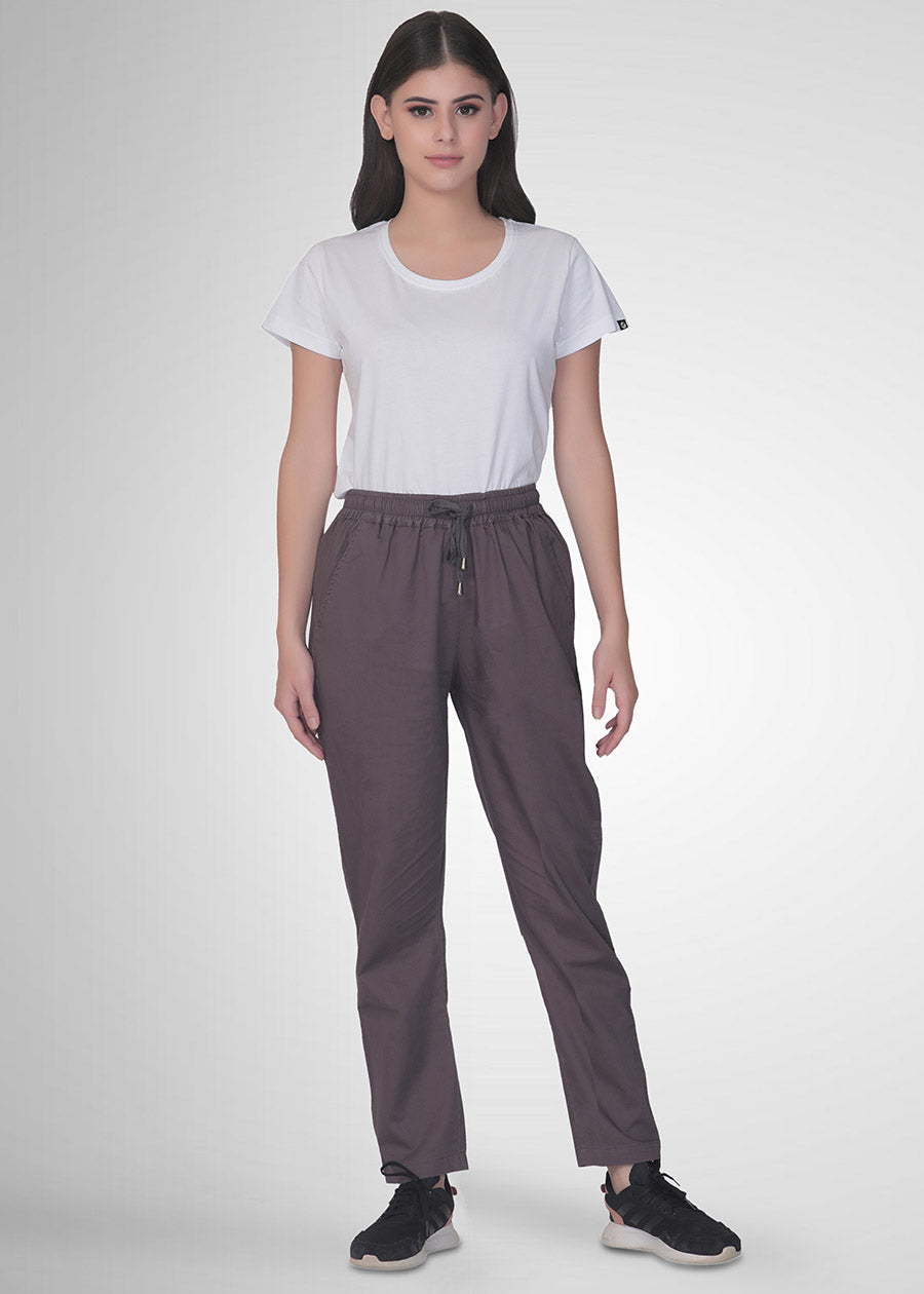 Cotton Twill Pants For Women - Vampire Grey