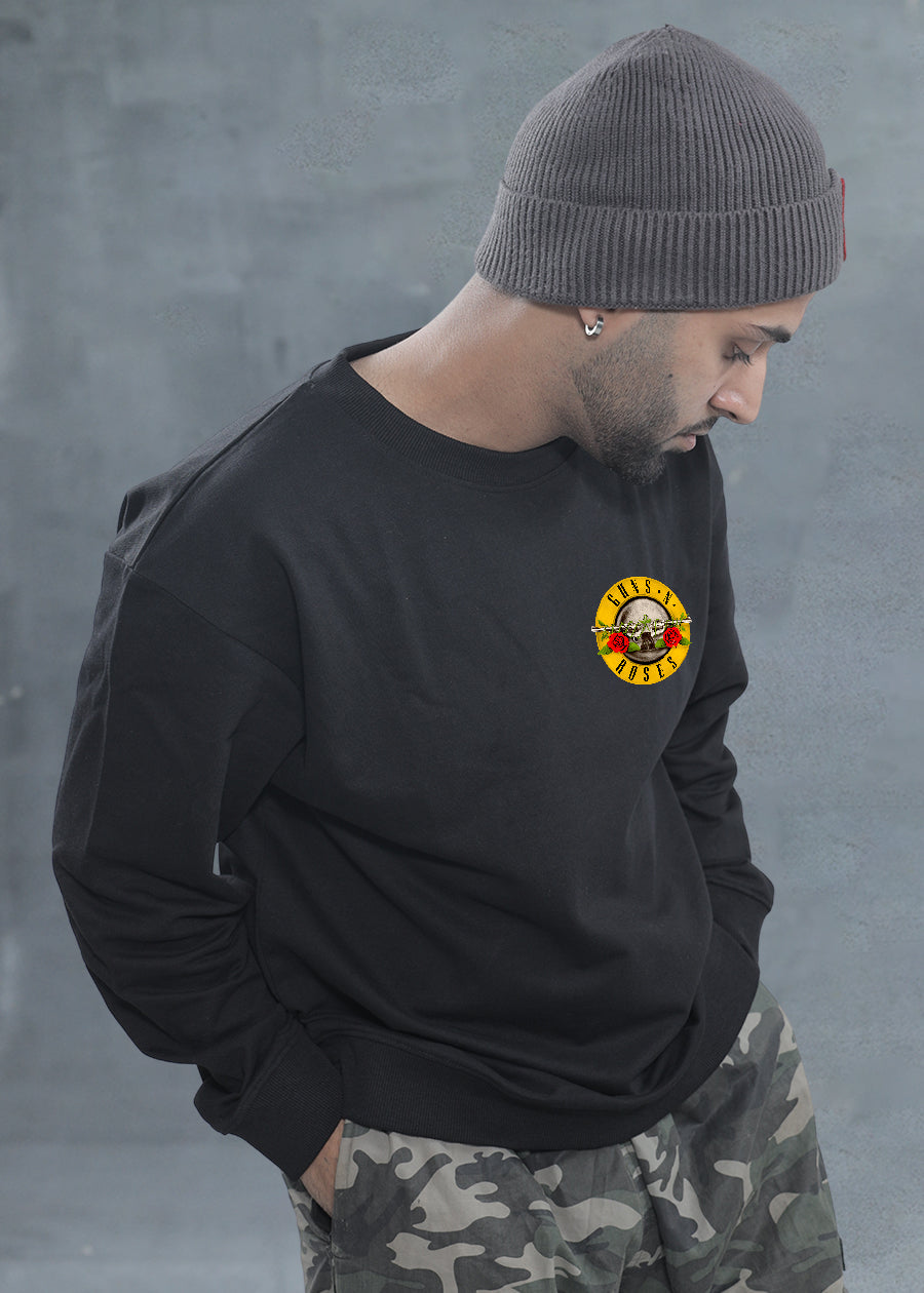 Guns and Roses Men Drop Shoulder Premium Terry Sweatshirt