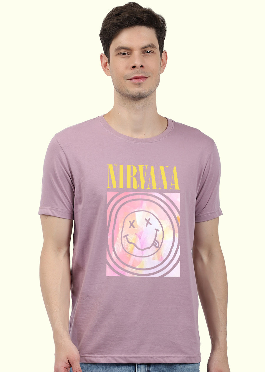 Nirvana Men Regular Fit Lilac Half Sleeve T-Shirt
