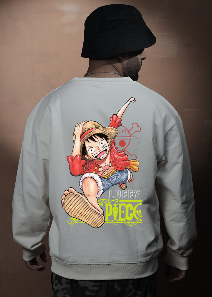 Run Luffy One Piece Men Drop Shoulder Premium Terry Sweatshirt